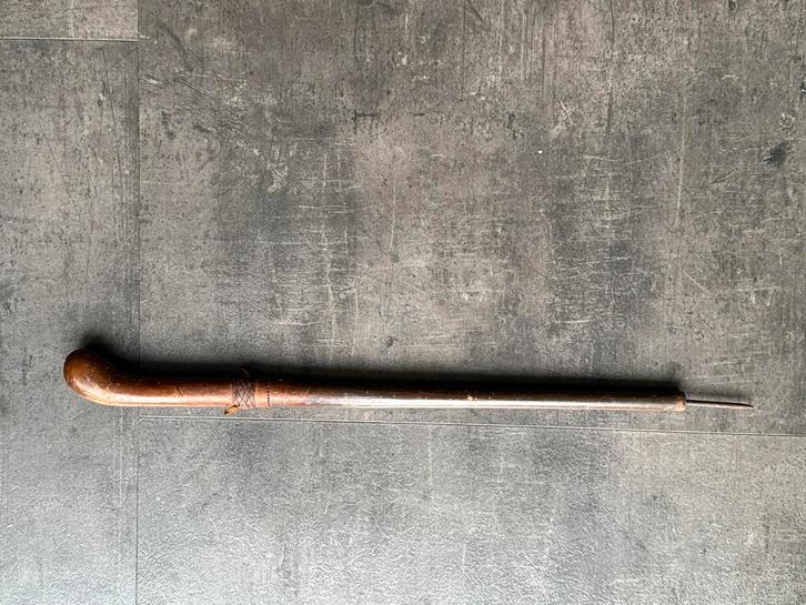 wandelstok antiek kort met leder bekleed, Antiek en Kunst, Antiek | Woonaccessoires, Ophalen