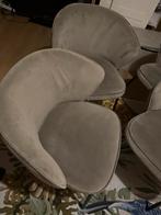 Ronde eettafel marmerlook + 4 velvet crème stoelen, Ophalen, Gebruikt, 4 tot 6 stoelen