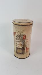 Brocante Beschuitblik HUS, 20 cm hoog, 10 cm diameter. 2A12, Ophalen of Verzenden, Gebruikt, Koek(jes)