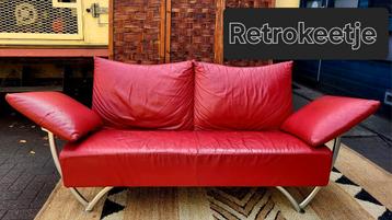 Vintage/Rolf Benz /Style/Rood/Lederen/Bankje  beschikbaar voor biedingen