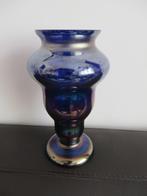 Boheems art deco antiek glazen vaas, blauw, iriserende laag, Antiek en Kunst, Antiek | Glas en Kristal, Ophalen of Verzenden
