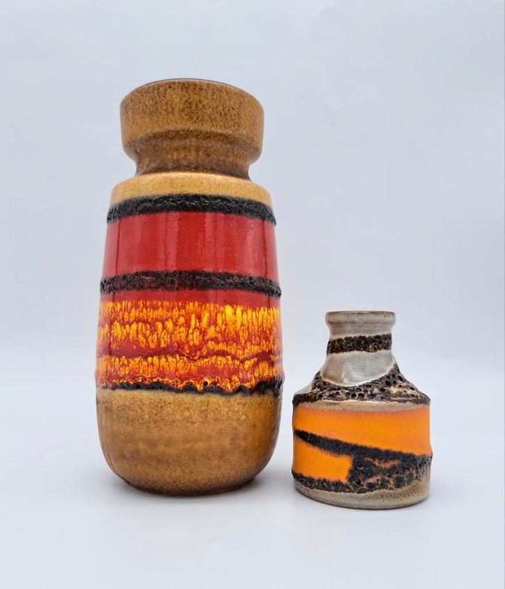 Zeldzame Lava West Germany vazen Scheurich 550-10 & 242-22, Antiek en Kunst, Antiek | Vazen, Ophalen of Verzenden