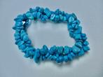 Blauwe turkoois armband met veel steentjes dubbel rek model, Verzenden, Gebruikt, Blauw, Overige materialen