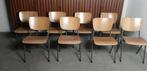 Riemersma set van 8 schoolstoelen industrieel jaren 60, Ophalen, Gebruikt, Grijs, Vijf, Zes of meer stoelen
