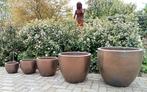 Hele mooie bronzen geglazuurde potten in vijf maten nieuw., Ophalen, Rond, Nieuw, Tuin