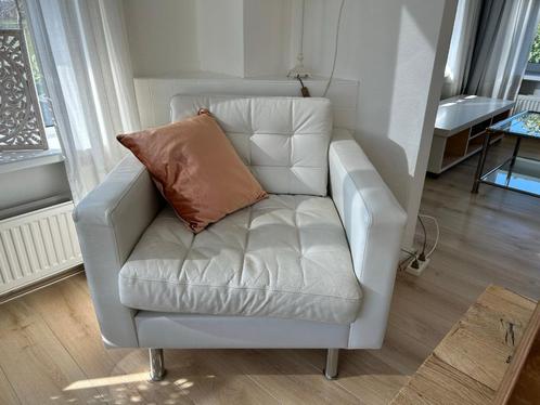 Gratis af te halen - Ikea Landskrona lederen fauteuil, Huis en Inrichting, Fauteuils, Gebruikt, Leer, Metaal, 75 tot 100 cm, 75 tot 100 cm