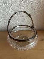 Craquelé Bonbonschaaltje met Roos Gravering, Antiek en Kunst, Antiek | Glas en Kristal, Ophalen of Verzenden