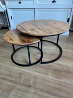 Industriële salon tafels mangohout set, Ophalen, 50 tot 100 cm, Rond, 50 tot 100 cm