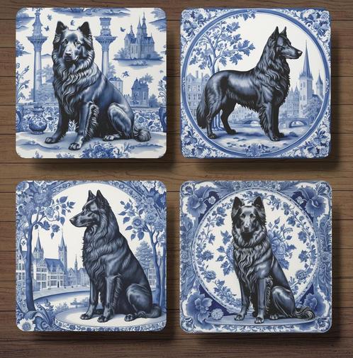 Groenendaeler Delfts Blauw onderzetters met houder, Huis en Inrichting, Woonaccessoires | Onderzetters, Nieuw, Glas of Kopje, Ophalen of Verzenden