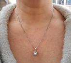 Zilveren ketting met hangertje heldere steen nr.1473, Met hanger, Verzenden, Zo goed als nieuw, Zilver