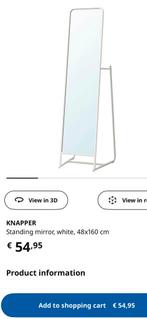 IKEA standing mirror - knapper, Huis en Inrichting, Ophalen, Zo goed als nieuw, Rechthoekig, Minder dan 100 cm