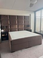 Luxe Boxspring 180x200 Eric Kuster style velvet hotel chique, Gebruikt, Bruin, Tweepersoons, Ophalen of Verzenden