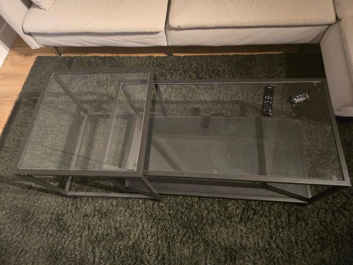 IKEA Vittsjö Salontafels - Set van 2, zwartbruin, Huis en Inrichting, Tafels | Salontafels, Zo goed als nieuw, Minder dan 50 cm
