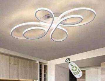 Grote Geometrische led plafondlamp wit 80cm dimbaar + remote beschikbaar voor biedingen