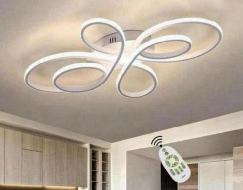 Grote Geometrische led plafondlamp wit 80cm dimbaar + remote, Huis en Inrichting, Lampen | Plafondlampen, Nieuw, Kunststof, Metaal