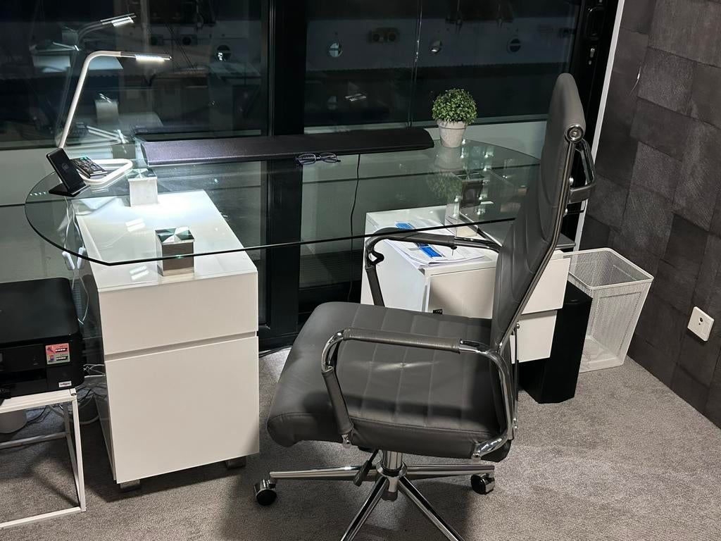 Executive Desk + Leather Chair – Modern Home Office Set, Ophalen, Zo goed als nieuw