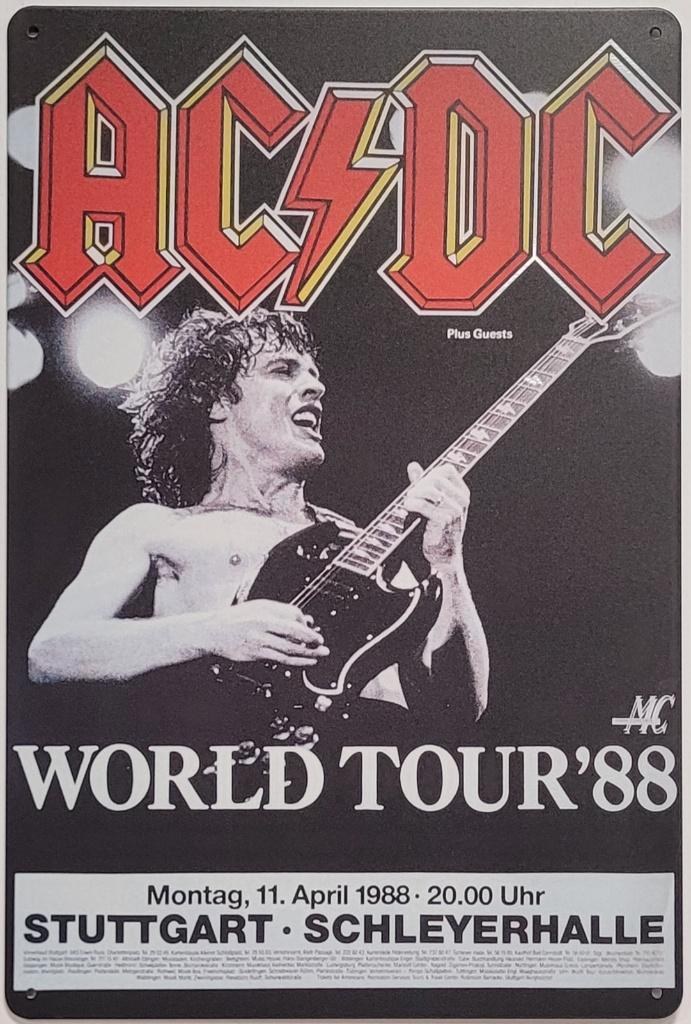 ACDC World tour '88 reclamebord van metaal wandbord deco, Verzamelen, Muziek, Artiesten en Beroemdheden, Nieuw, Foto of Kaart