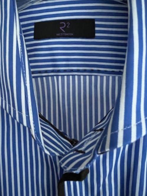 Nieuw R2 Amsterdam overhemd mt 42 lichtblauw wit streep, Kleding | Heren, Overhemden, Nieuw, Halswijdte 41/42 (L), Blauw, Verzenden
