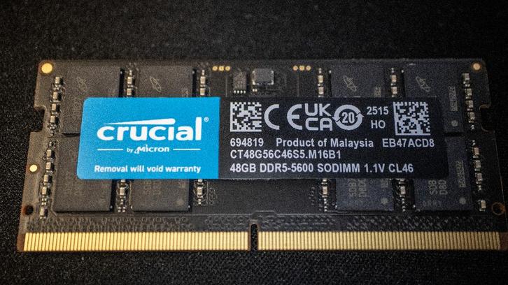 Crucial 48GB DDR5 sodimm 5600, Computers en Software, RAM geheugen, Zo goed als nieuw, Laptop, 32 GB, DDR5, Ophalen of Verzenden