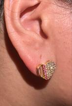 18 karaat oorbellen met diamant en robijn, Sieraden, Tassen en Uiterlijk, Oorbellen, Nieuw, Goud, Knopjes of Stekers, Goud