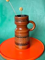 Vintage West Germany vaas bruin handvat geglazuurd keramiek, Antiek en Kunst, Antiek | Vazen, Ophalen of Verzenden