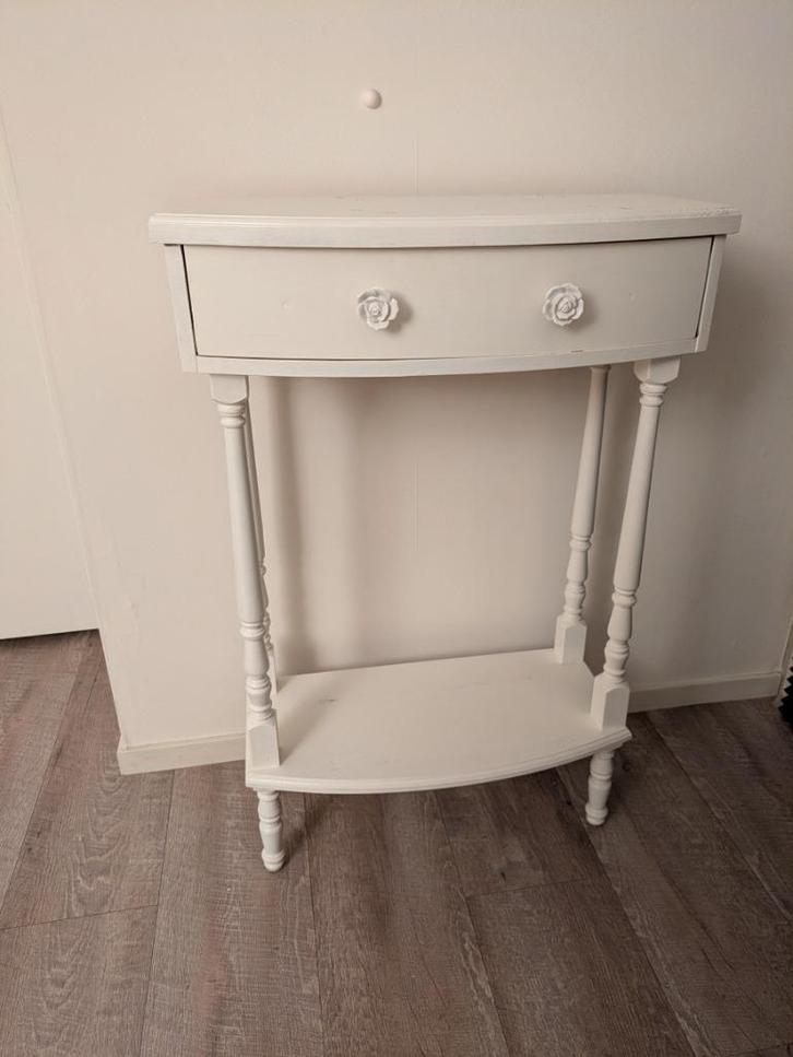 Prachtige houten sidetable, wit, Huis en Inrichting, Tafels | Sidetables, Gebruikt, 25 tot 50 cm, 50 tot 100 cm, Rechthoekig, Eikenhout