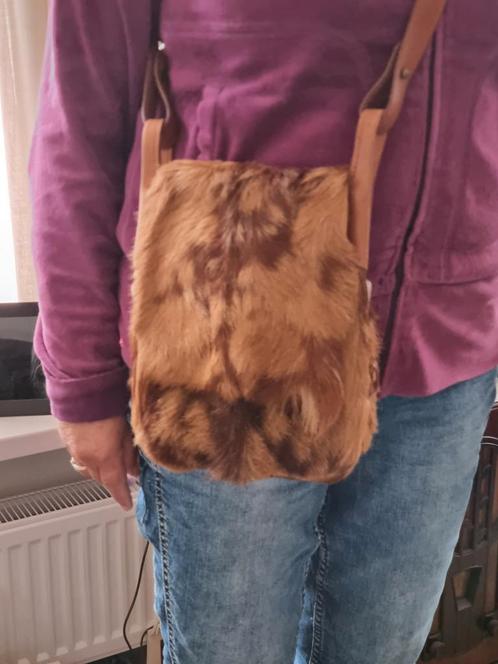 Riani schoudertas, leer met koeienvacht, Sieraden, Tassen en Uiterlijk, Tassen | Schoudertassen, Zo goed als nieuw, Overige merken