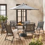 Tuinset - tuintafel met 6x stoelen en parasols - nieuw, Ophalen, Overige materialen, Pruisische veldweg 220 Hengelo, 6 zitplaatsen