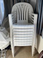 Witte plastic stoelen, 8 stuks, stapelbaar, Ophalen, Zo goed als nieuw, Plastic, Stapelbaar