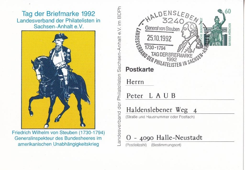 Duitsland – Postkarte – Tag der Briefmarke 1992, Verzenden, Briefkaart