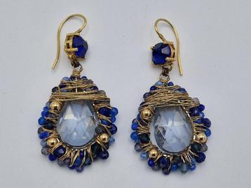 Habella oorbellen. Verdee glaskralen/ 925 Sterling zilver. beschikbaar voor biedingen
