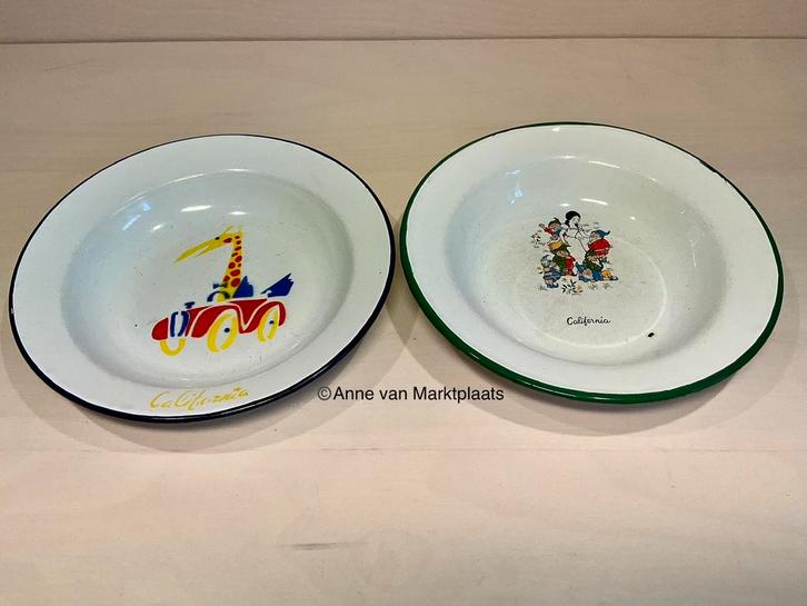 Twee California bordjes emaille, Antiek en Kunst, Antiek | Emaille, Ophalen of Verzenden
