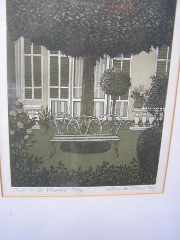 ets Laetitia de Haas; tuin in St Maxime ingelijst gesigneerd beschikbaar voor biedingen