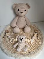 Gehaakte beer met bijpassende wagenspanner, Ophalen of Verzenden, Nieuw, Kraamcadeau