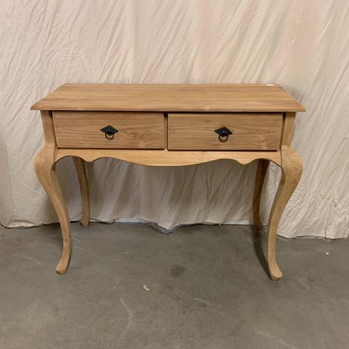 Sidetable - 2 lades - 100 x 40 cm - massief Teak - TTM Wonen, Huis en Inrichting, Tafels | Sidetables, Nieuw, 25 tot 50 cm, 100 tot 150 cm