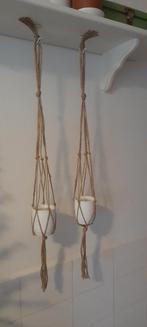 2 plantenhangers van jute touw incl nieuwe bloempotjes, Ophalen of Verzenden, Halfschaduw, Minder dan 100 cm