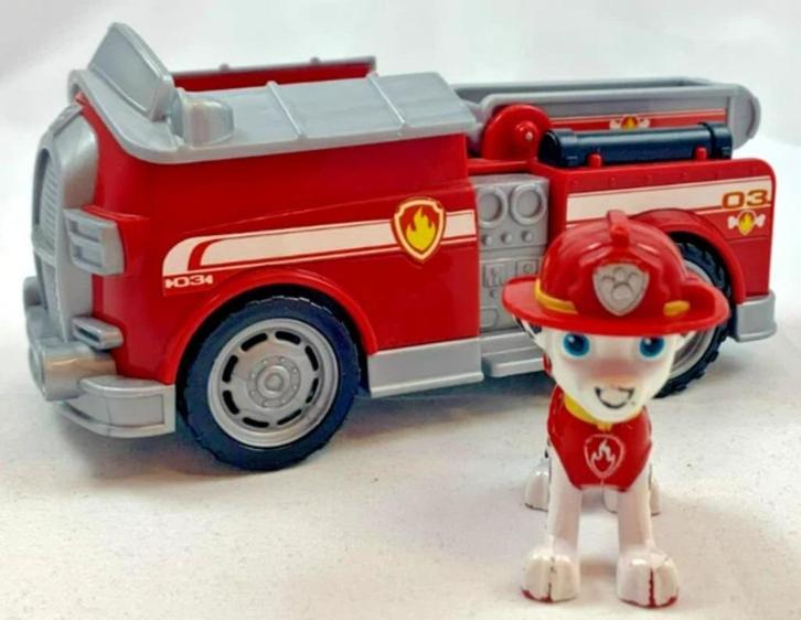 Paw Patrol Marshall Brandweerwagen Figuur met Voertuig auto, Kinderen en Baby's, Speelgoed | Actiefiguren, Zo goed als nieuw, Verzenden