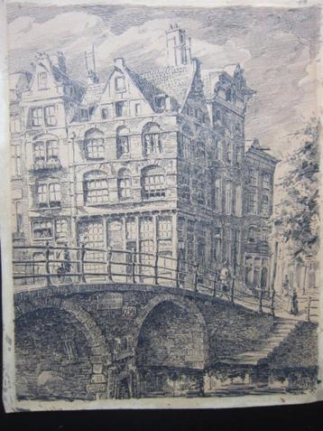 470> Pen tekening, gesigneerd van Amsterdam beschikbaar voor biedingen
