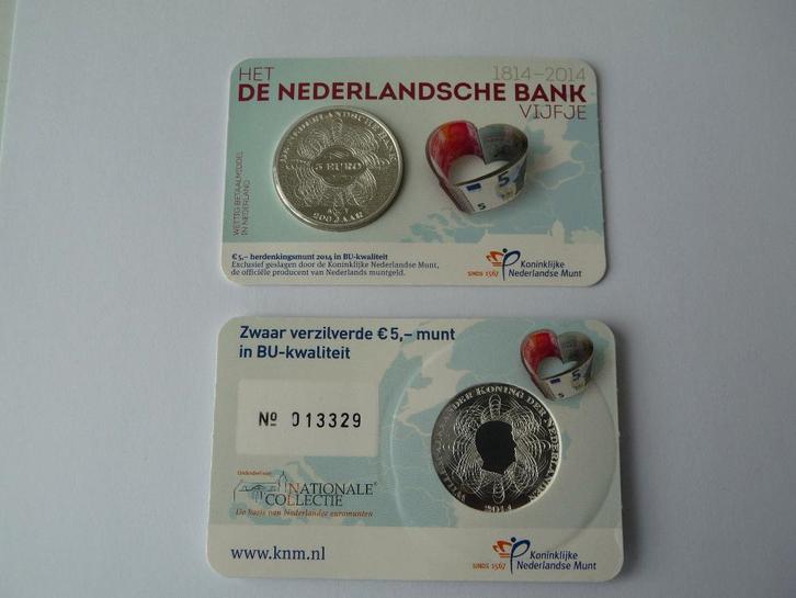 de Nederlandsche Bank Vijfje 2014 BU-kwaliteit in coincard, Postzegels en Munten, Munten | Nederland, Euro's, Koningin Beatrix
