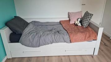 WOOOD Dennis Bedbank Incl Lade - Grenen - Wit Eenpersoonsbed beschikbaar voor biedingen