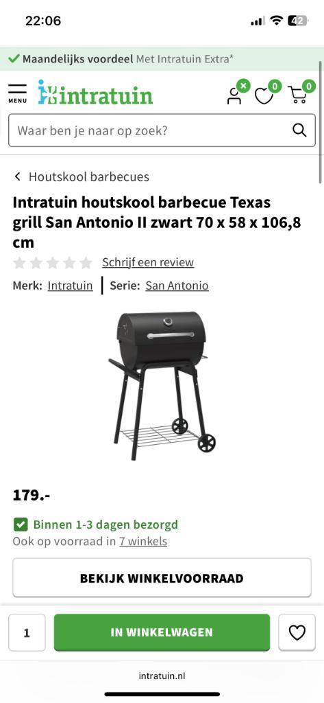 Texas Grill San Antonio Zwart BBQ, Tuin en Terras, Houtskoolbarbecues, Zo goed als nieuw, Met accessoires, Ophalen