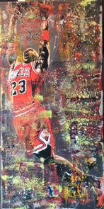 Michael Jordan- Mixed Media- Katoenen canvasdoek-120x60cm, Nieuw, Overige typen