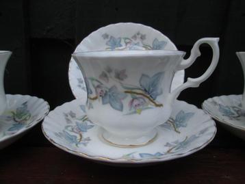 4x Royal Kent Trendside 3 Kop & Schotel en 1 Suikerschaaltje beschikbaar voor biedingen