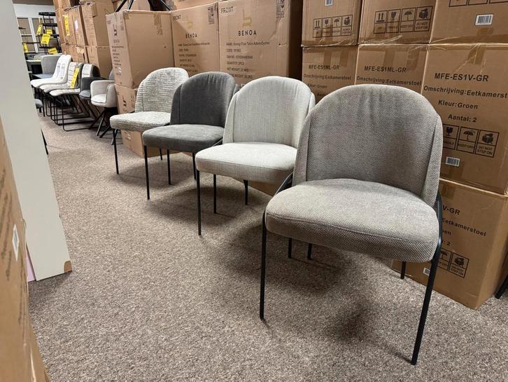 Grote Partij Eetkamerstoelen vanaf €10, Huis en Inrichting, Stoelen, Gebruikt, Vijf, Zes of meer stoelen, Metaal, Stof, Grijs