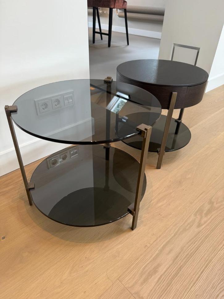 bijzet tafel, Huis en Inrichting, Tafels | Bijzettafels, Nieuw, Rond, 45 tot 60 cm, Minder dan 55 cm, Glas, Ophalen