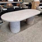 Ovale Eettafel Shundrika Marmerlook, 200 x 100cm, Beige, Antiek en Kunst, Antiek | Meubels | Tafels, Ophalen