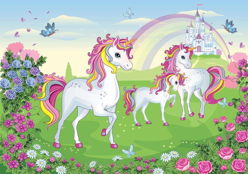 Eenhoorn behang Familie kinderkamer Vlies behang, unicorn, Verzenden, Nieuw, Wanddecoratie