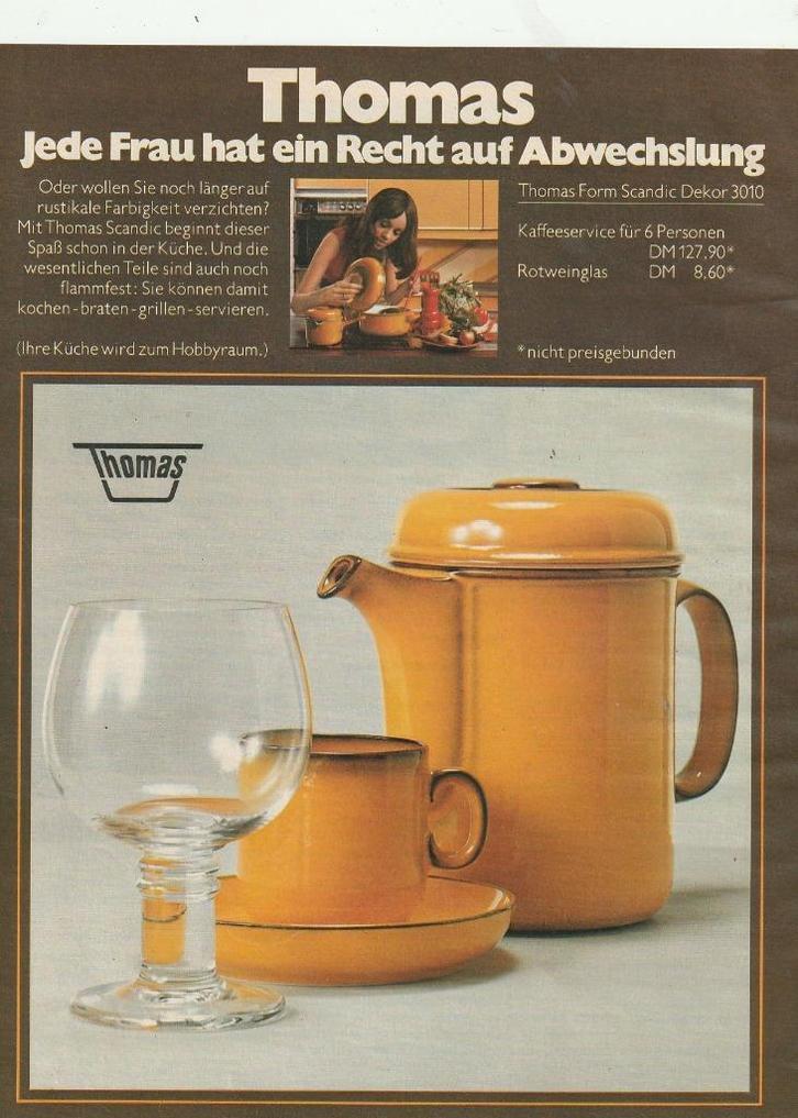 Retro reclame 1972 Thomas aardewerken servies afwisseling, Verzamelen, Retro, Overige typen, Verzenden