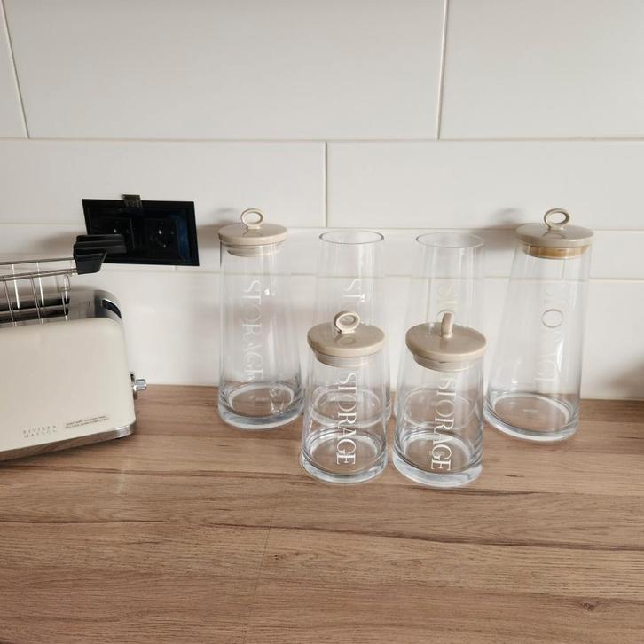 Rivièra Maison Voorraadpotten - Set van 6, Huis en Inrichting, Keuken | Keukenbenodigdheden, Zo goed als nieuw, Ophalen of Verzenden