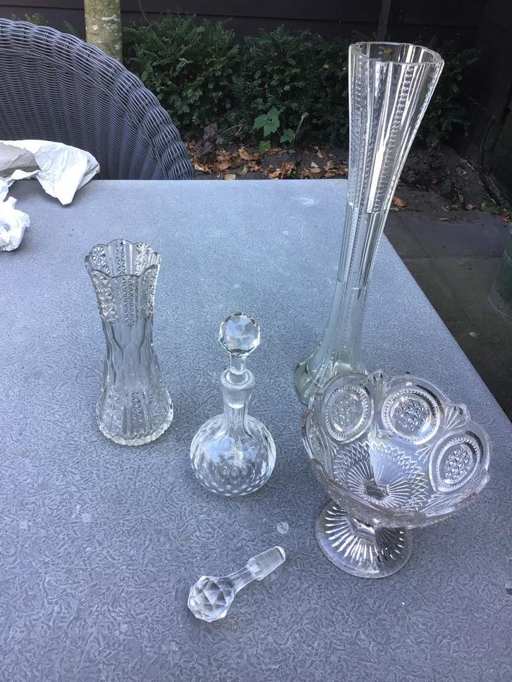 Vintage Kristallen Vazen en Karaffen Set, Antiek en Kunst, Antiek | Glas en Kristal, Ophalen of Verzenden